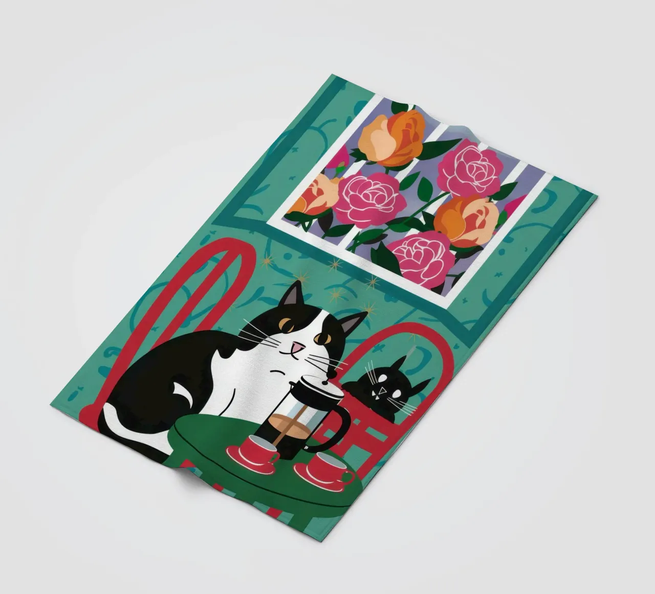 Cat Window Table fleece blanket by Flock Reverie