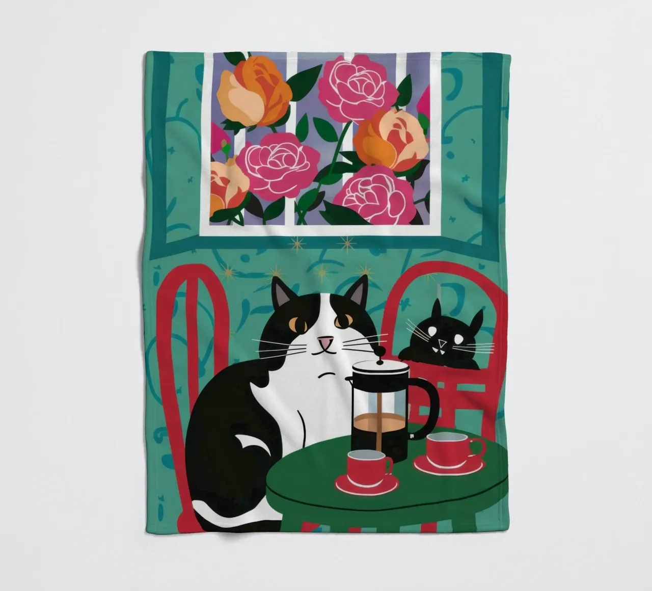 Cat Window Table fleece blanket by Flock Reverie