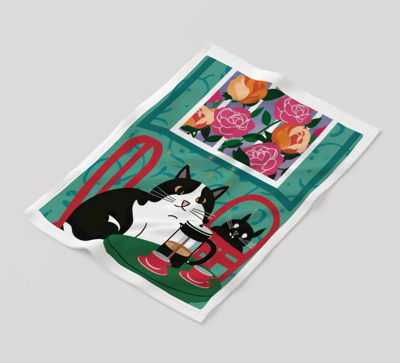 Cat Window Table fleece blanket by Flock Reverie