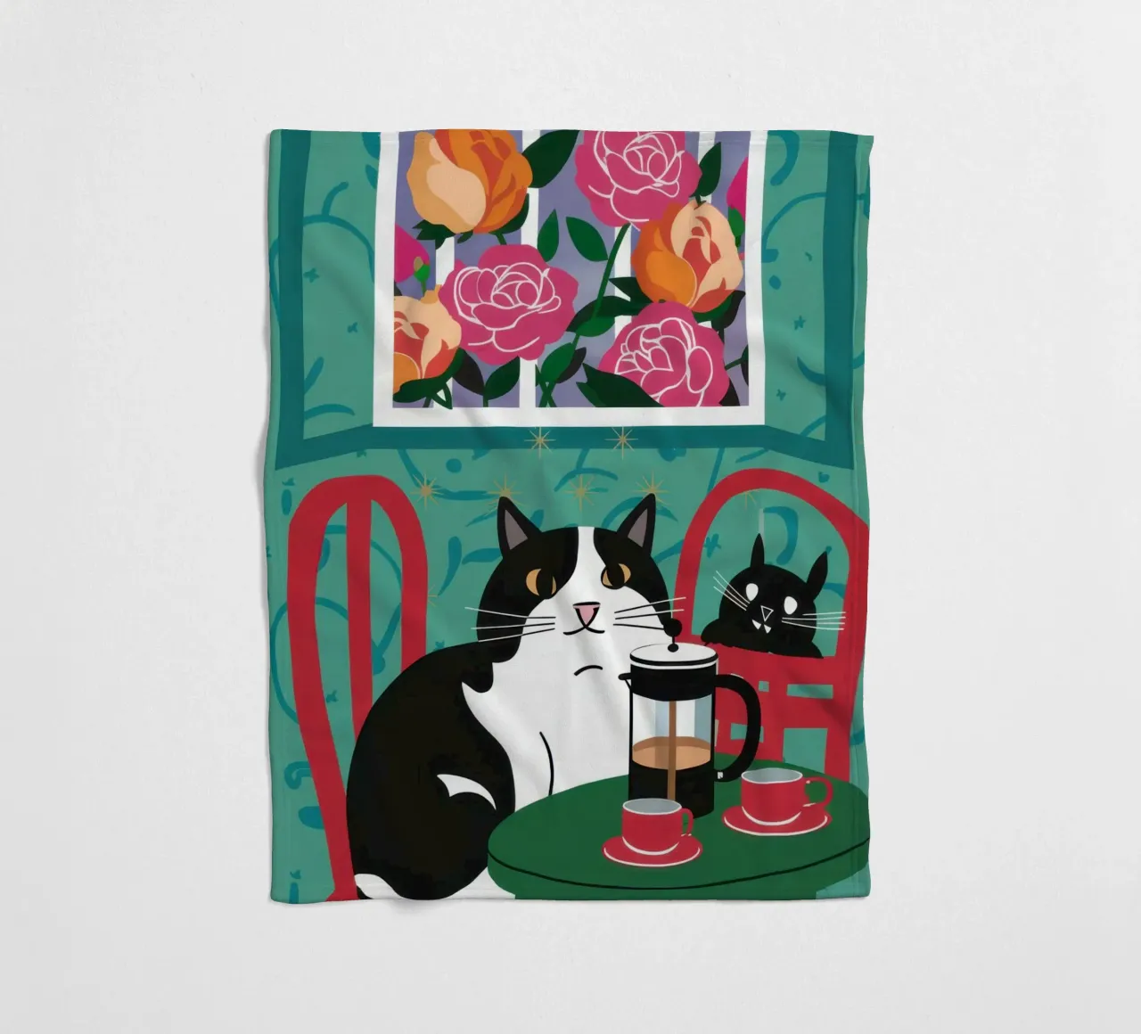 Cat Window Table fleece blanket by Flock Reverie