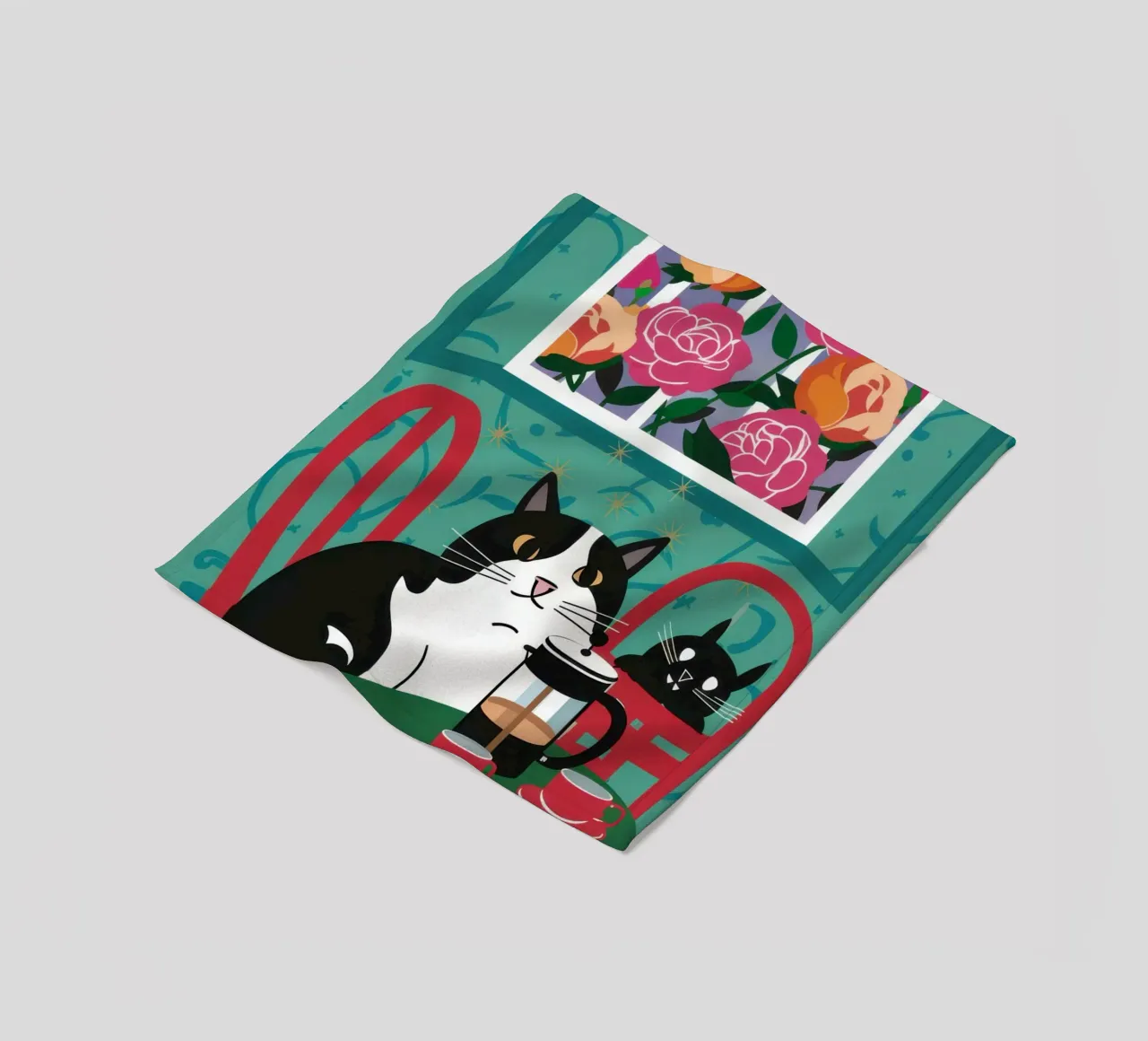 Cat Window Table fleece blanket by Flock Reverie