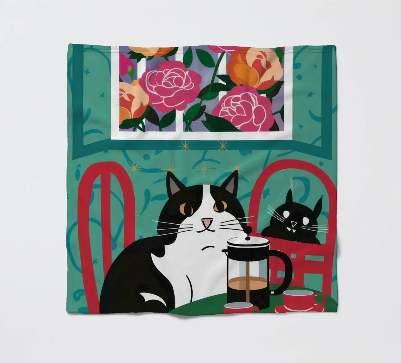 Cat Window Table fleece blanket by Flock Reverie