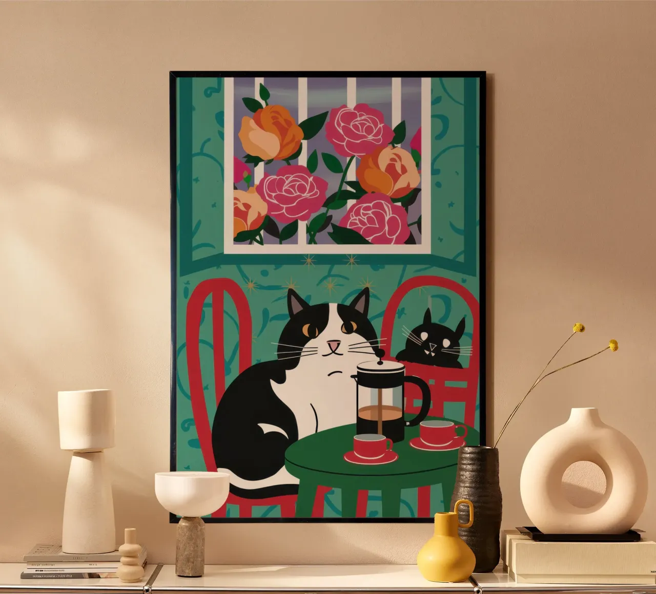 Cat Window Table hahnemühle by Flock Reverie