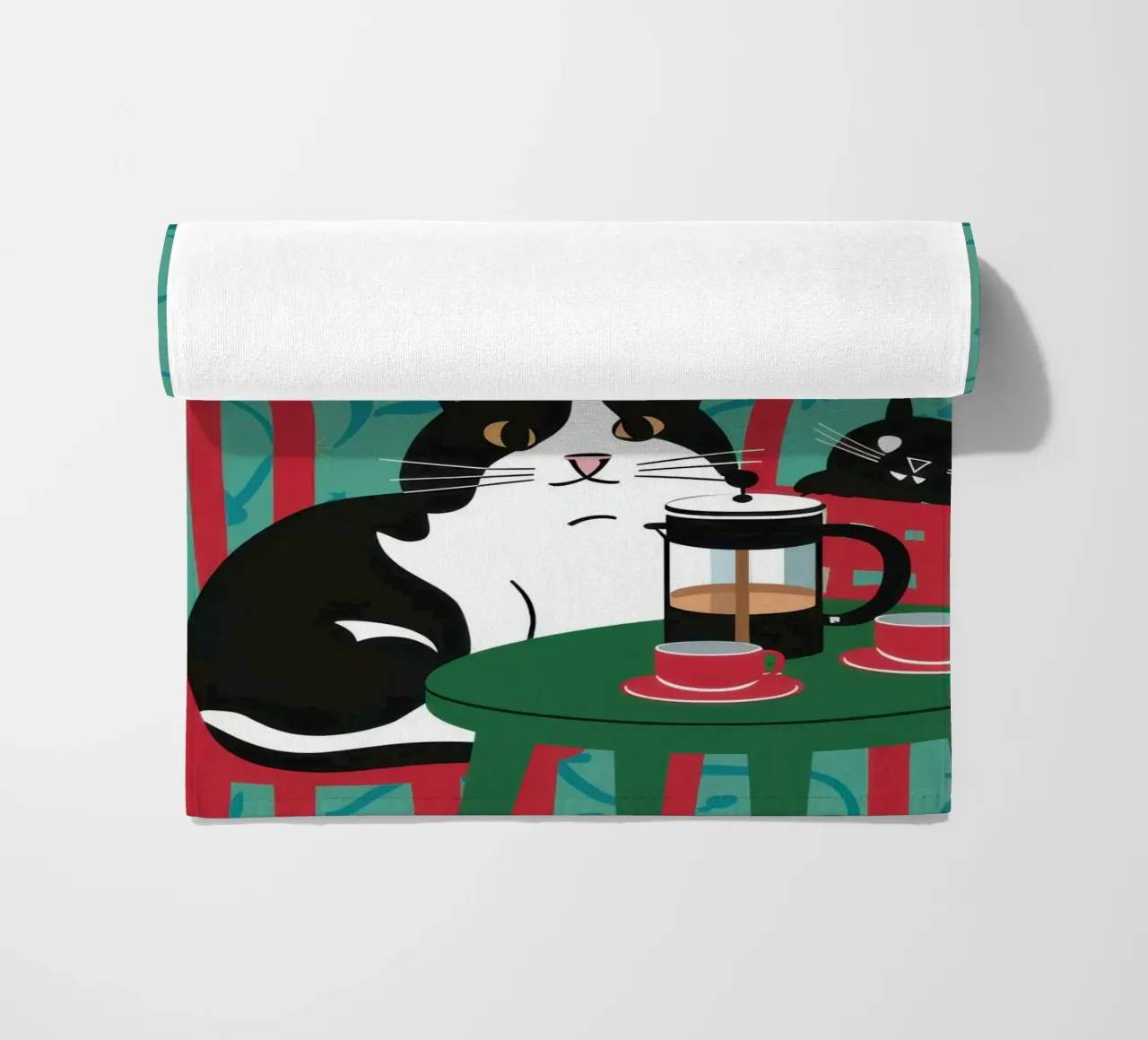 Cat Window Table beach towel by Flock Reverie