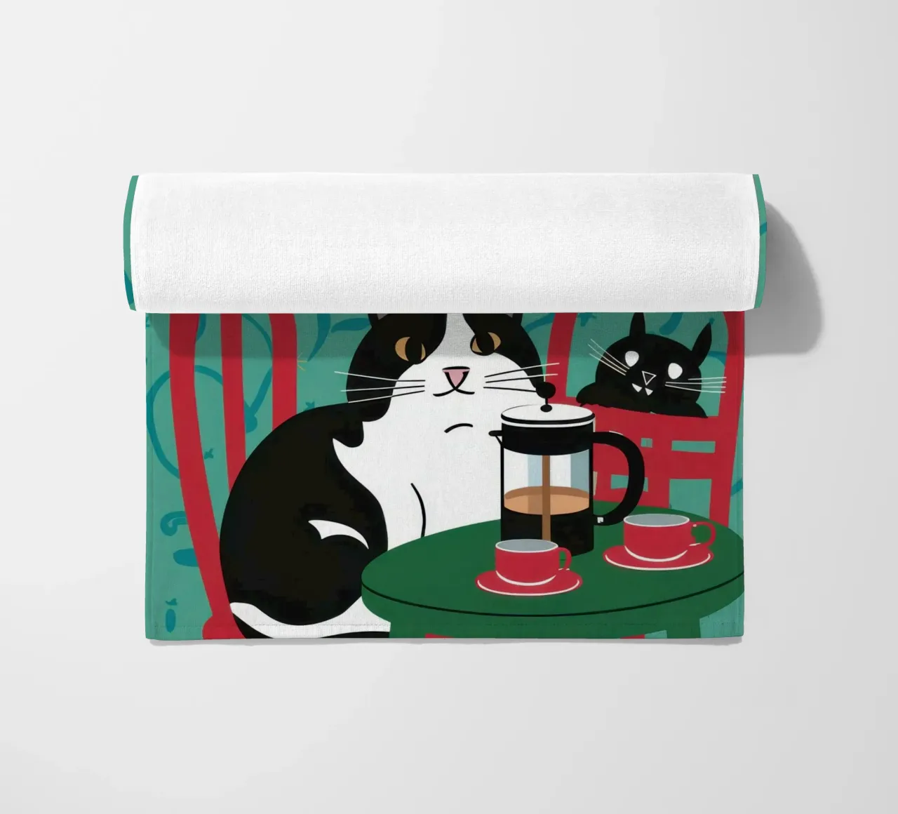 Cat Window Table beach towel by Flock Reverie