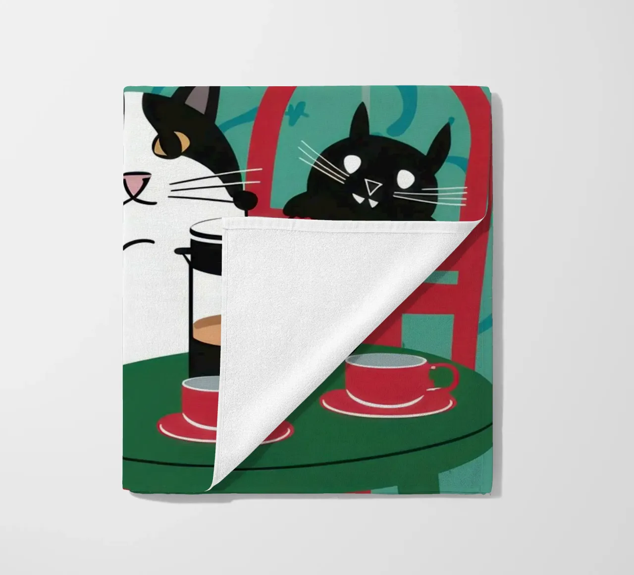 Cat Window Table beach towel by Flock Reverie