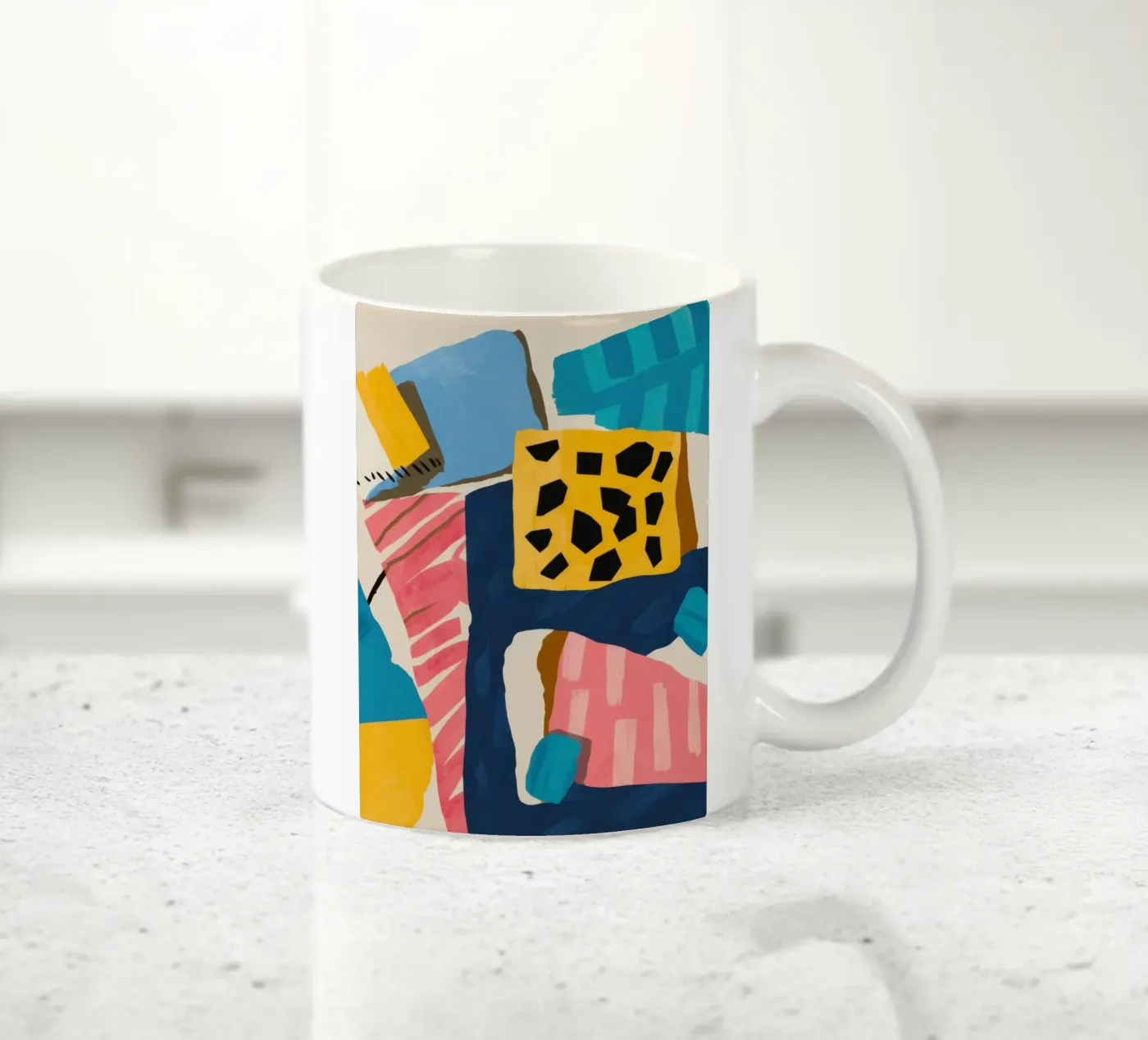 Leopard Abstract Collage ceramic mug by Prism Ritual