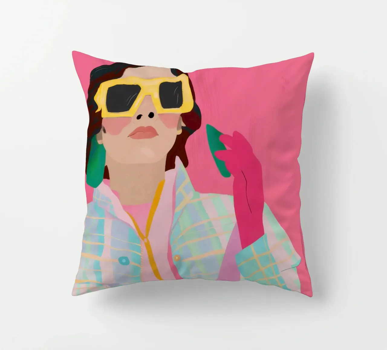Pop Art Lipstick Flash decorative cushion by Giant Foxs