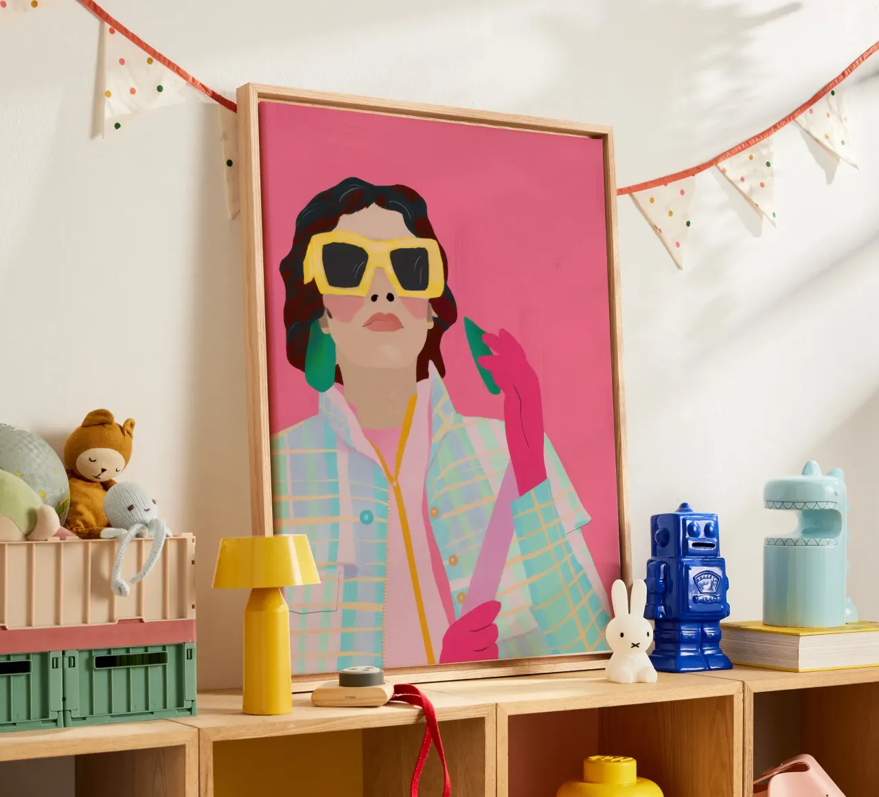 Pintalabios Pop Art Flash lienzo con Marco flotante de Giant Foxs