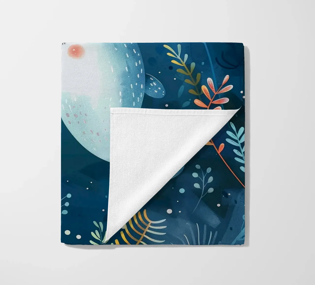 Il narvalo nuota pacificamente tra piante e pesci sottomarini telo mare da DesignDoodle