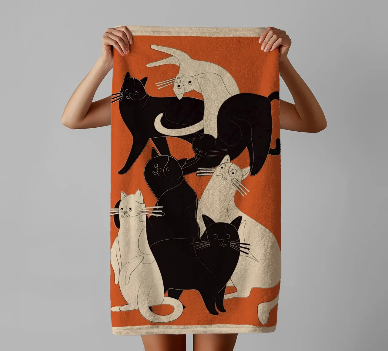 Minimal Abstract Cats 2 asciugamano da bagno da cityart