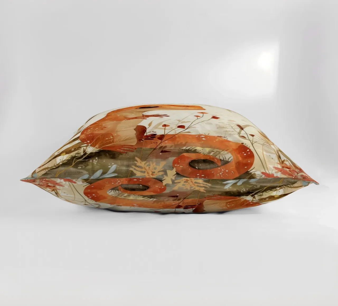 Lucertola arancione seduta su una roccia circondata da piante e fiori cuscino da DesignDoodle