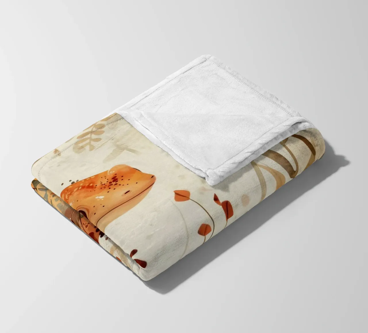 Lucertola arancione seduta su una roccia circondata da piante e fiori coperta in pile da DesignDoodle