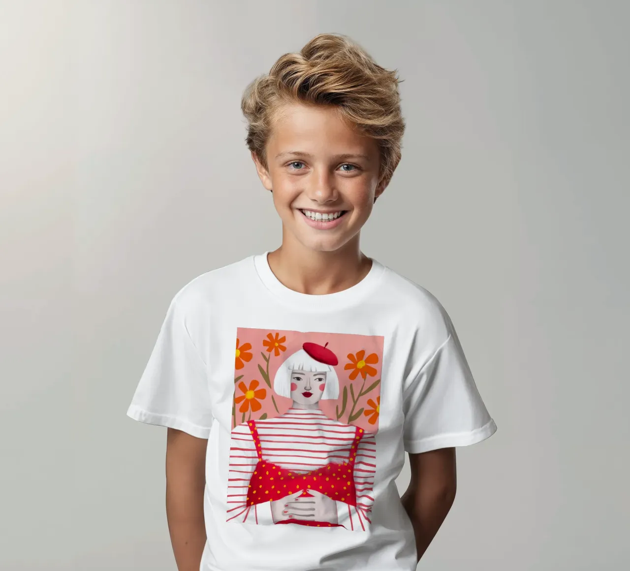 La chica de la boina camiseta para niños de Ink Pulse