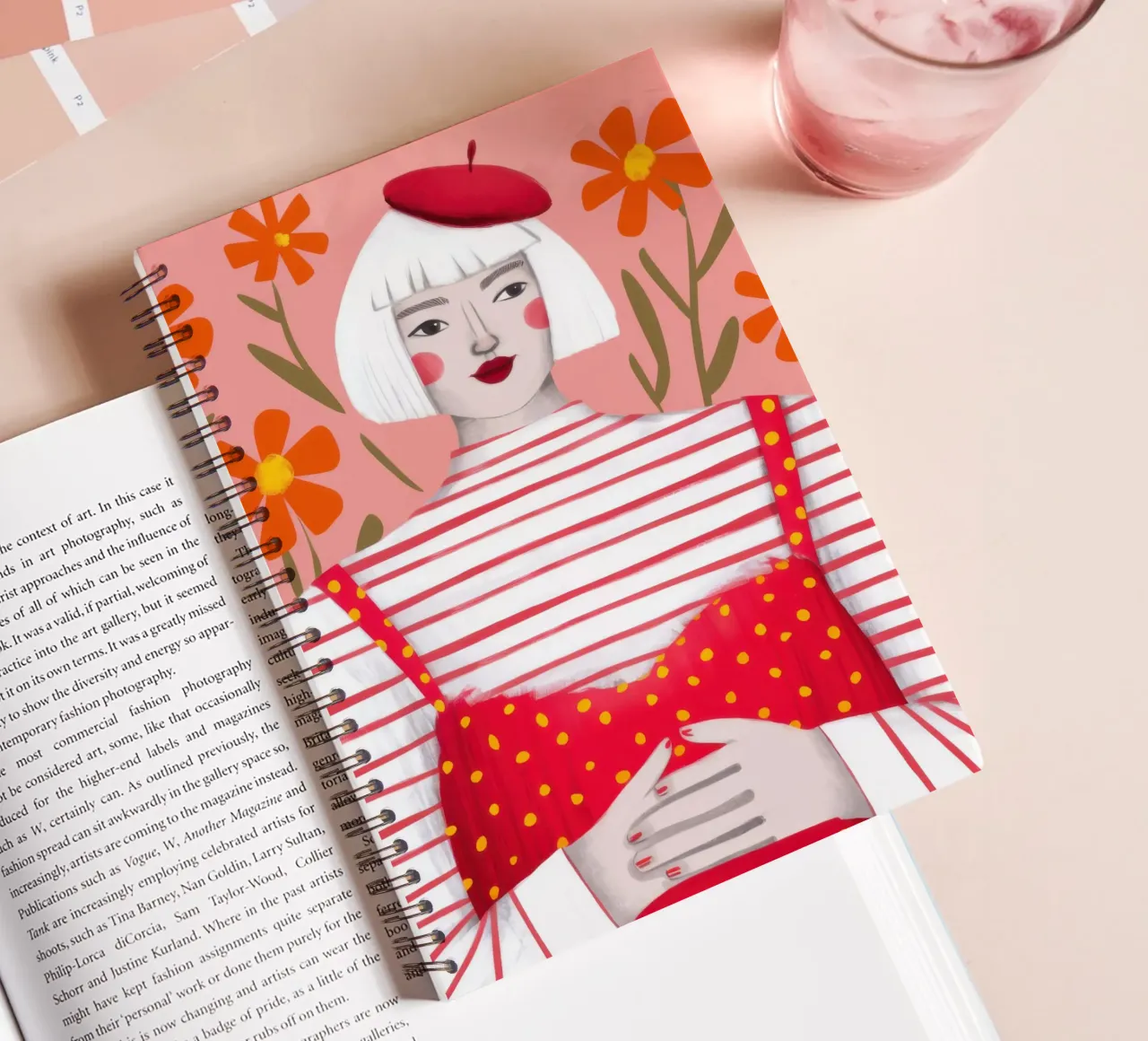 The Girl with the Beret spiral notebook by Ink Pulse