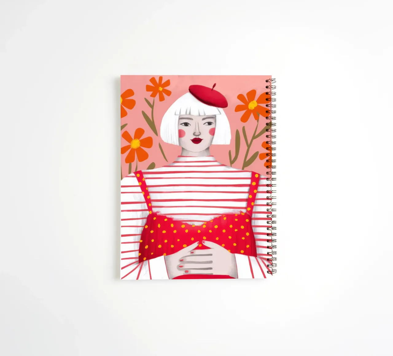 The Girl with the Beret spiral notebook by Ink Pulse