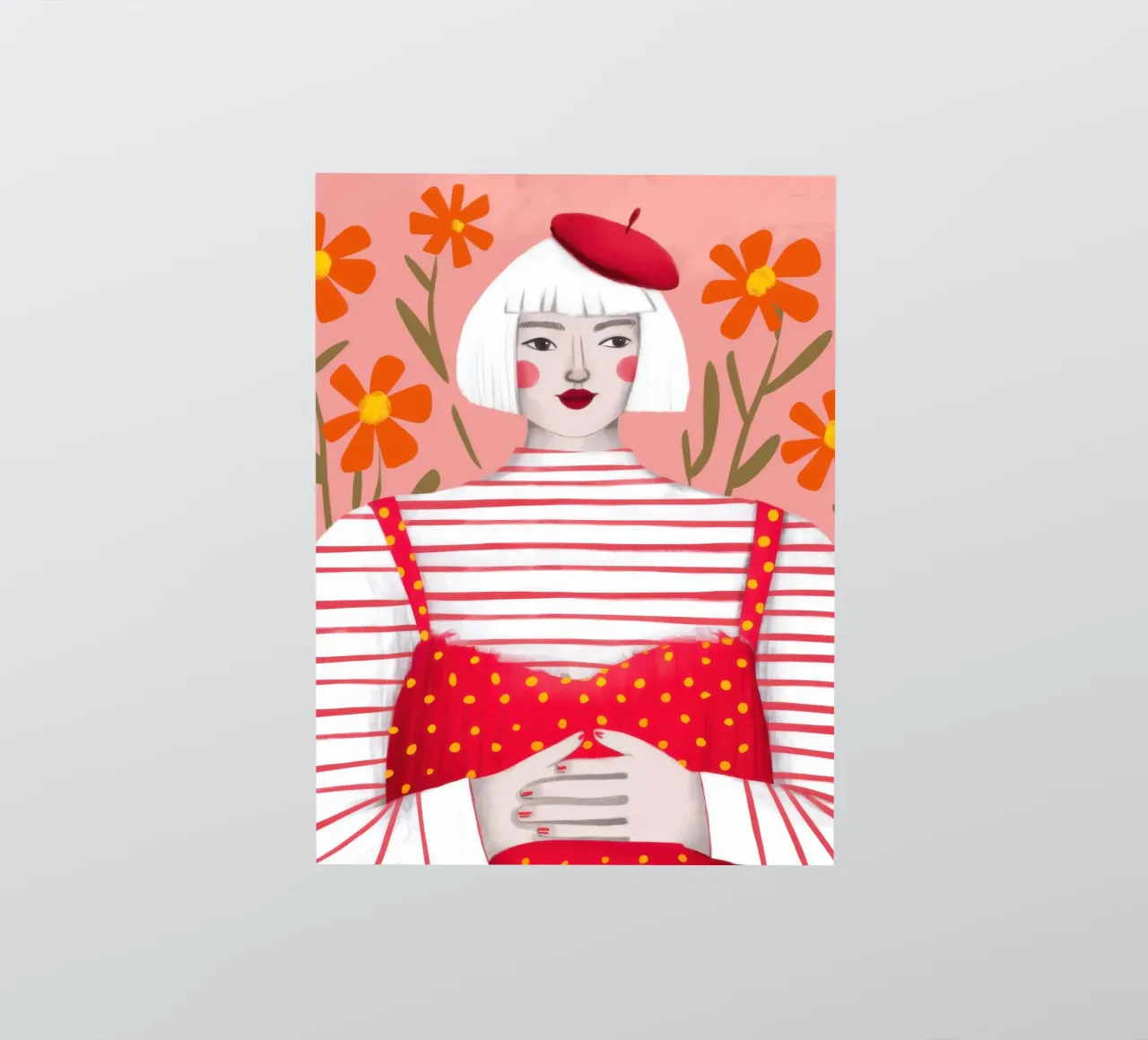 The Girl with the Beret sticker by Ink Pulse