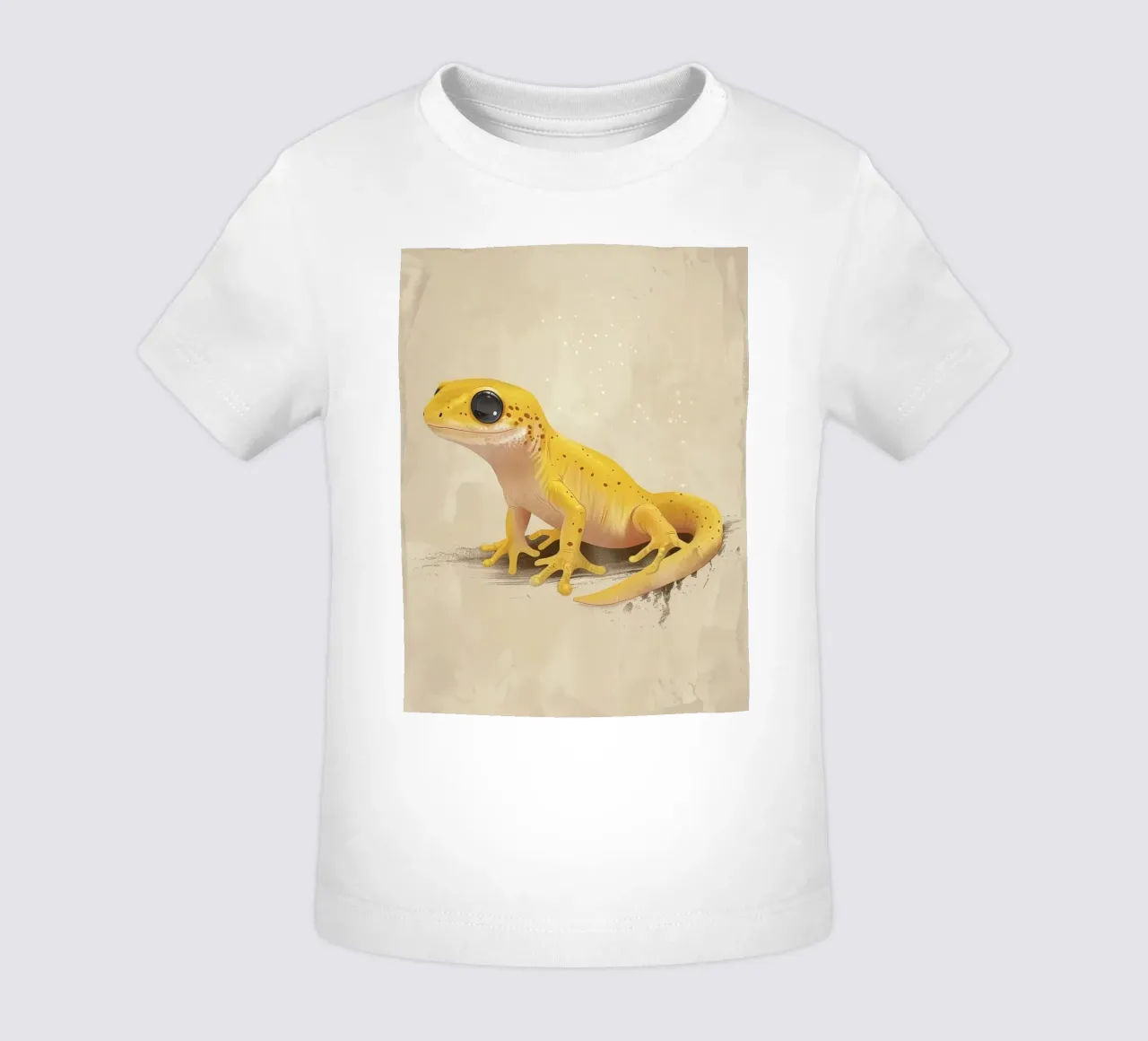 Yellow amphibian resting on a textured surface baby t-shirt by DesignDoodle
