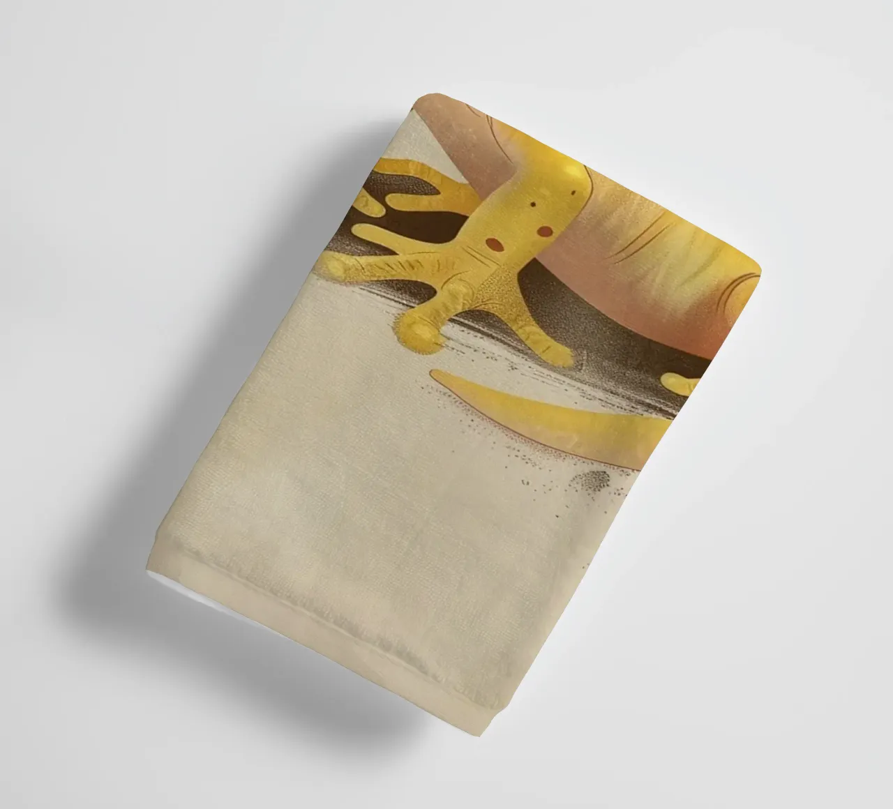 Gele amfibie rustend op een oppervlak met structuur badhanddoek van DesignDoodle