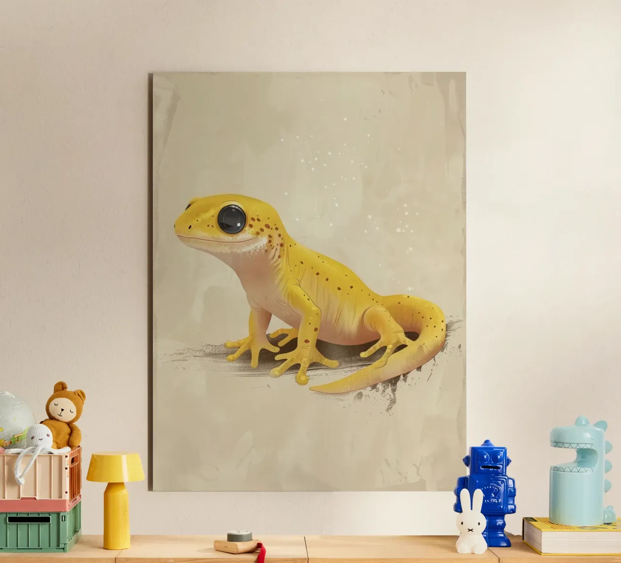 Amphibien jaune se reposant sur une surface texturée alu dibond de DesignDoodle