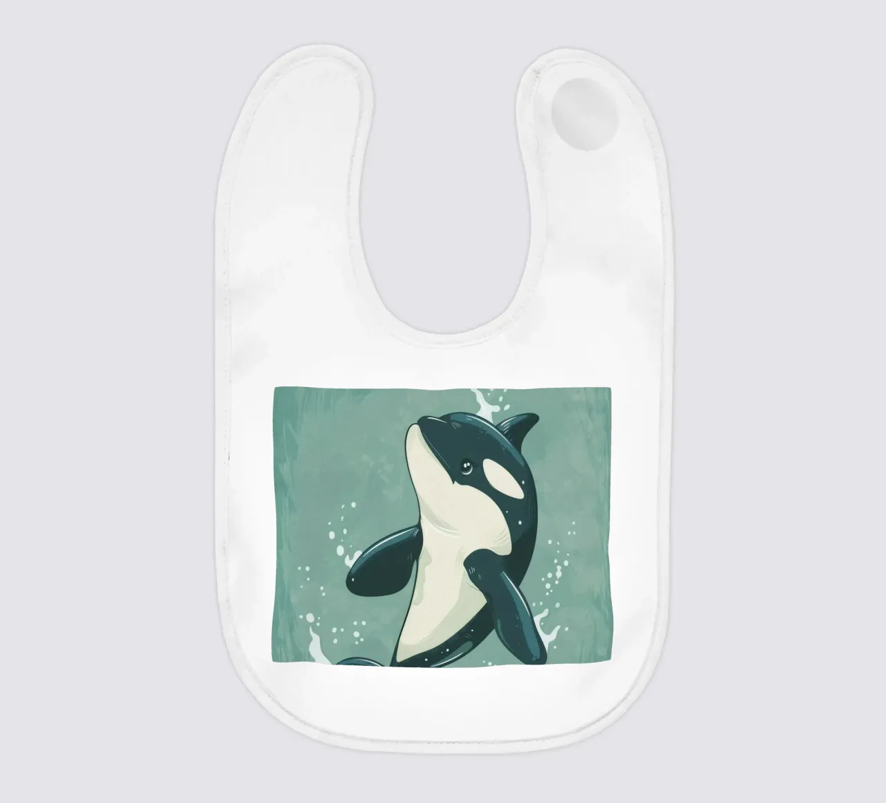 Orca che fa breccia giocosamente nell'acqua dell'oceano bavaglino da DesignDoodle