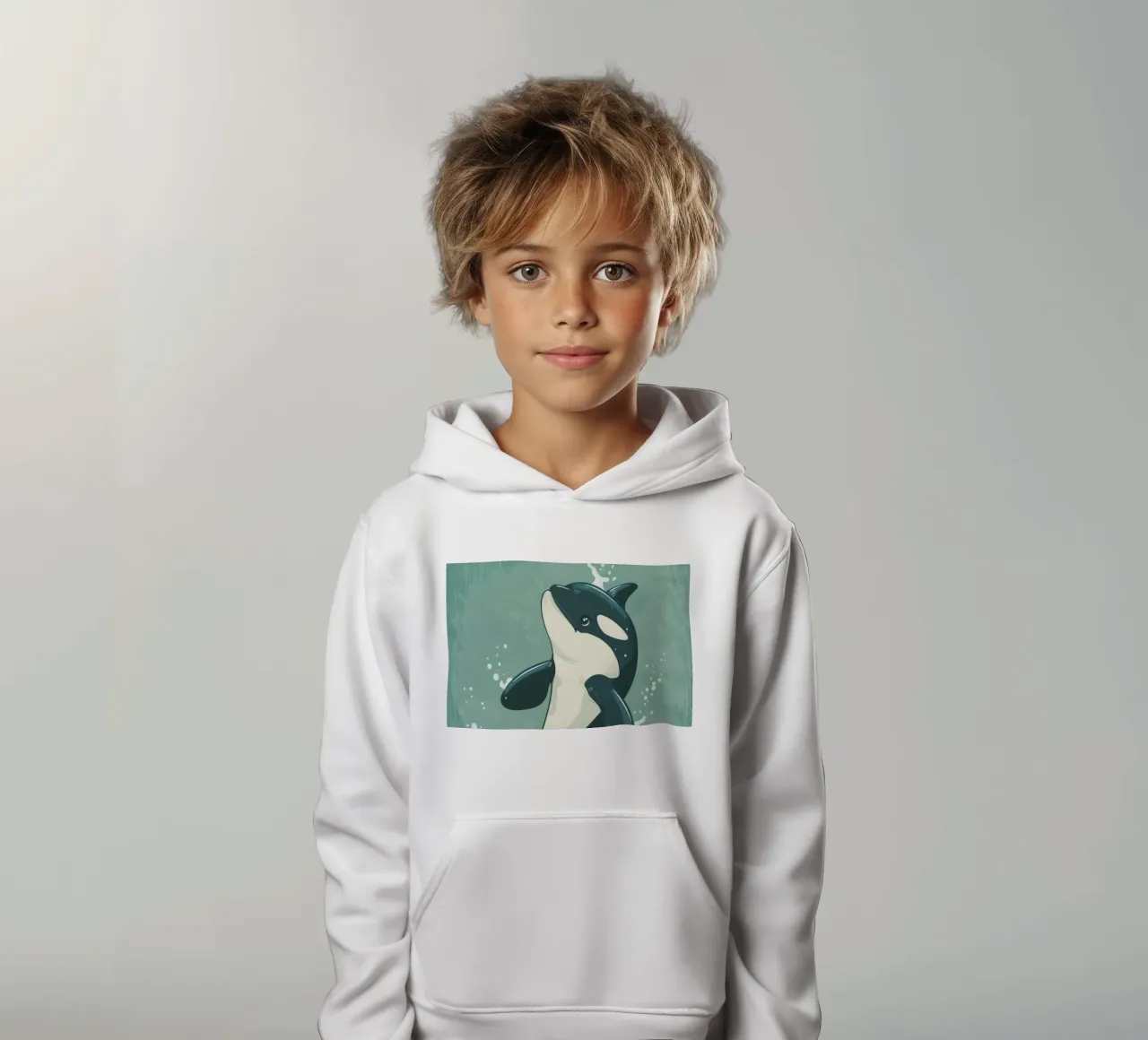 Orca bricht spielerisch im Meerwasser Kinder Hoodie von DesignDoodle
