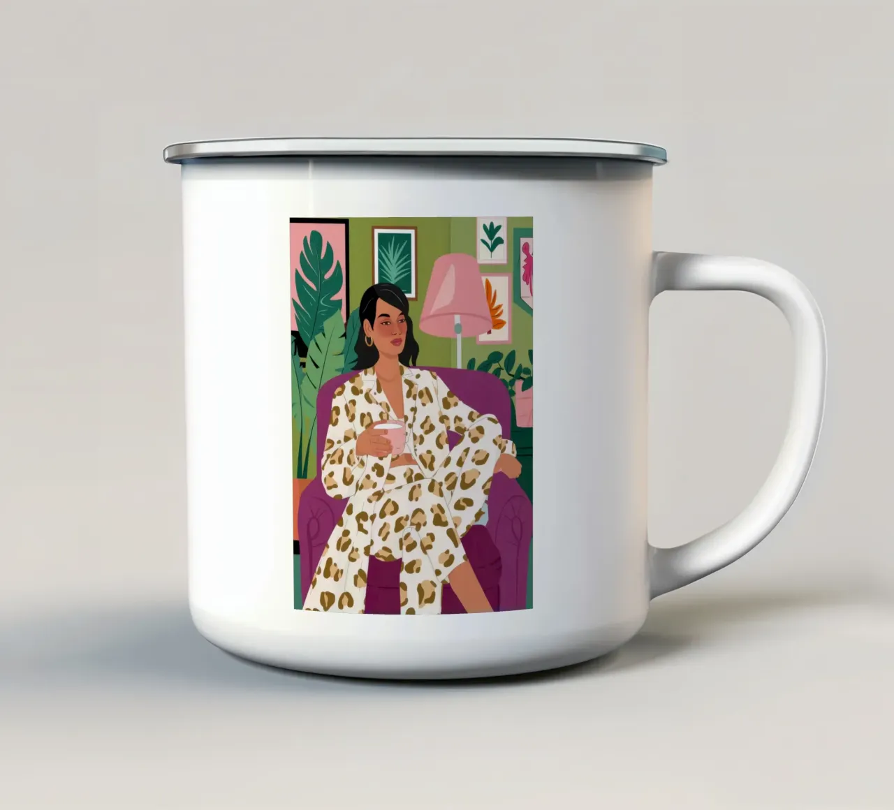 Tempo libero con stampa leopardo tazza in smalto da Ink Pulse