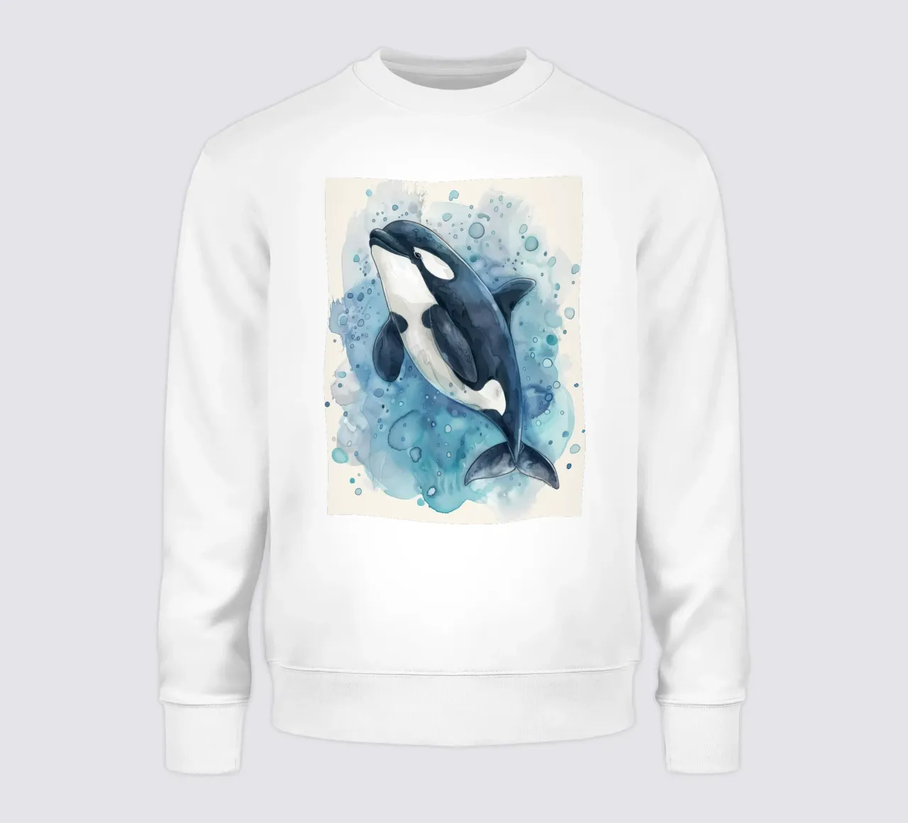 Orque nageant gracieusement dans des eaux bleues profondes avec des bulles. sweat de DesignDoodle