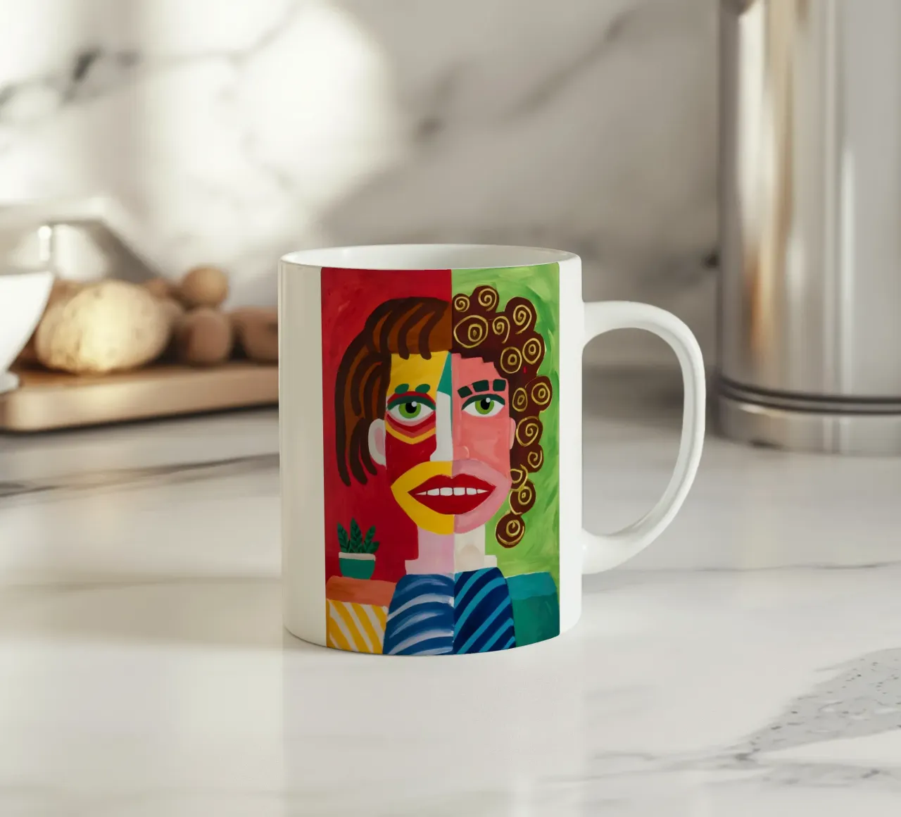 Anima caleidoscopica cubista tazza in ceramica da Dream Gesso