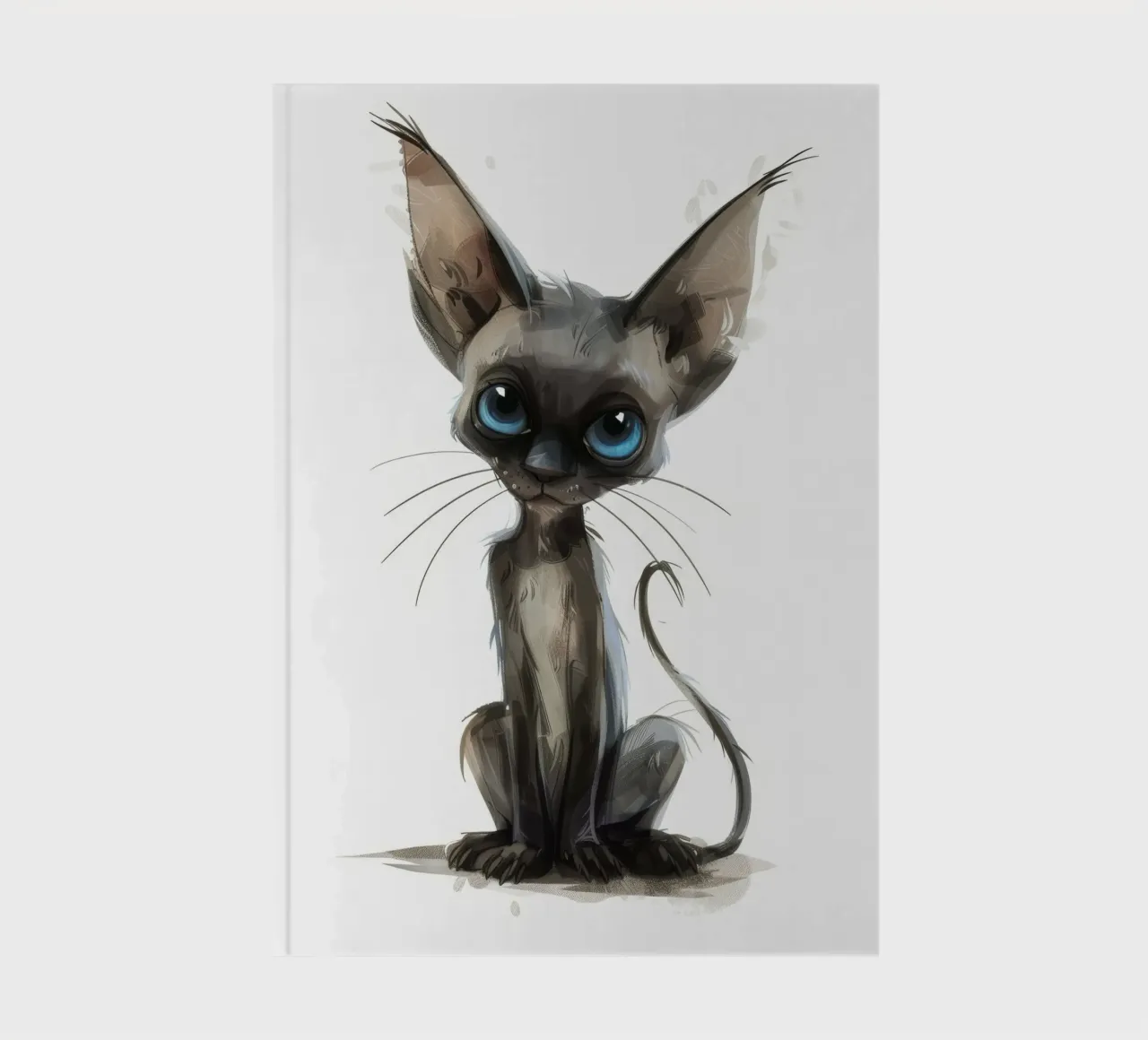 Charming cartoon cat with big blue eyes and distinctive ears notebook by DesignDoodle
