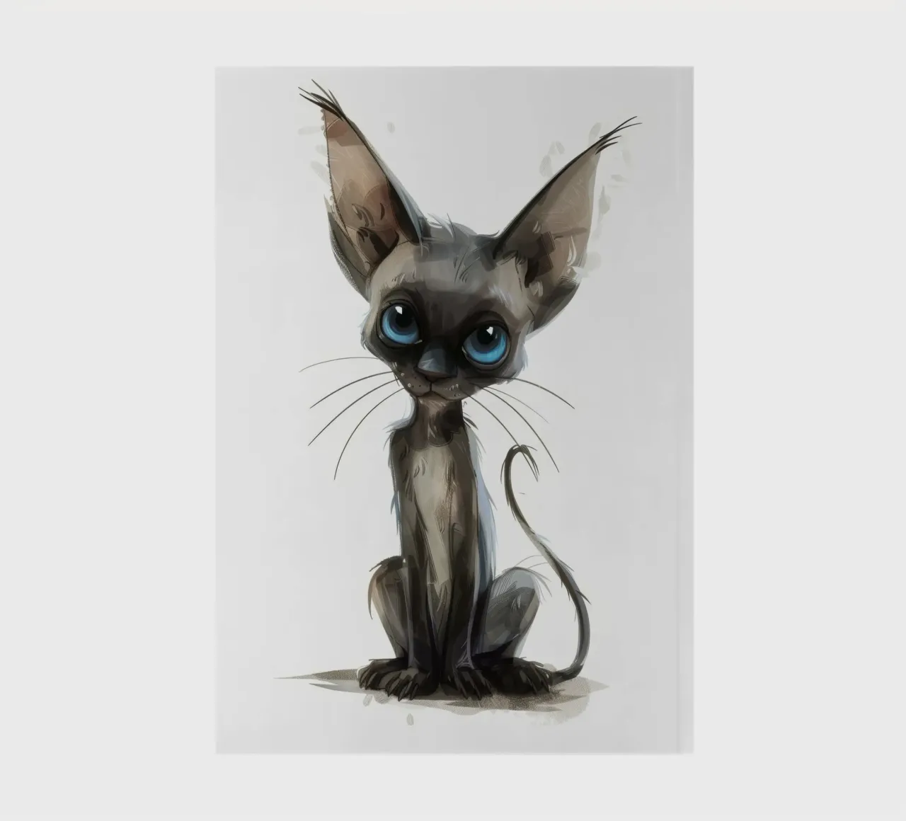Charming cartoon cat with big blue eyes and distinctive ears notebook by DesignDoodle