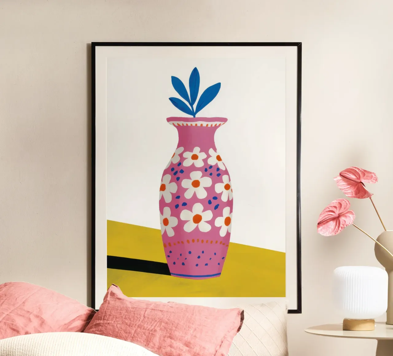 Fiore di ametista punteggiato poster con telaio in plastica da Prism Ritual