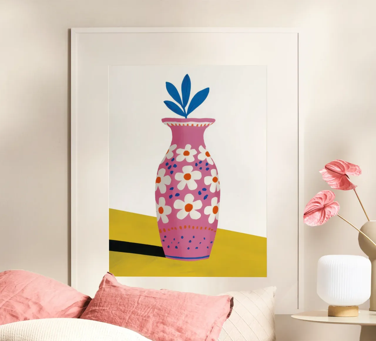 Fiore di ametista punteggiato poster con telaio in plastica da Prism Ritual