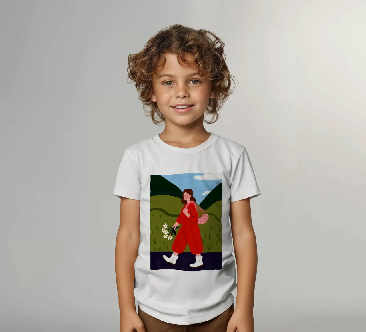 Crimson Stride Meadow kids t-shirt by Giant Foxs