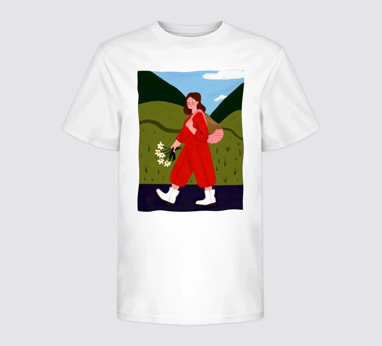 Crimson Stride Meadow kids t-shirt by Giant Foxs