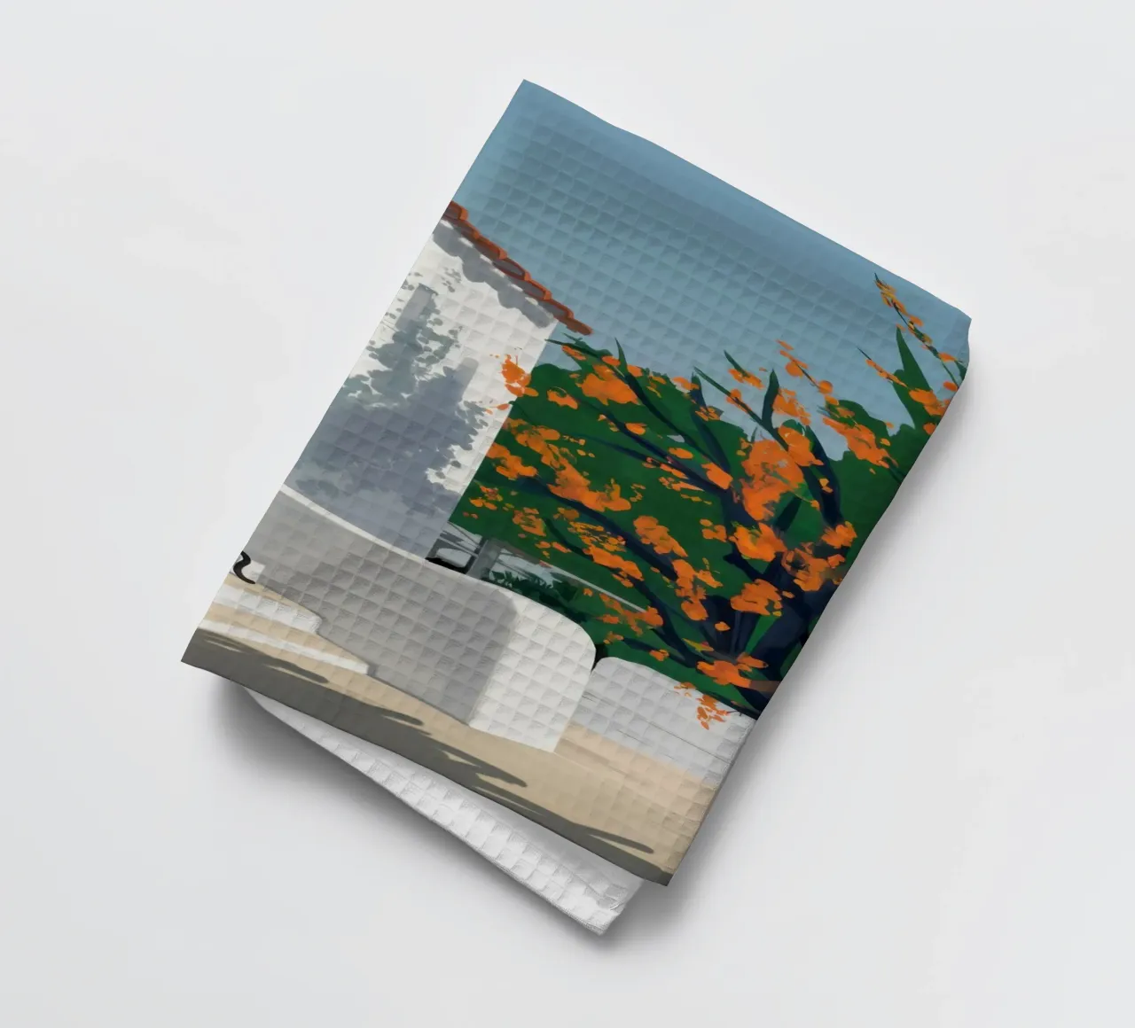 The Orange Tree House tea towel by Mythy Brush