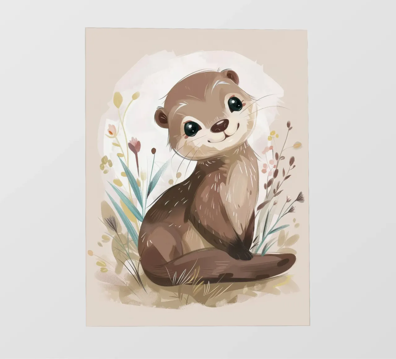 Charming otter relaxing among plants with simple background pvc cover by DesignDoodle
