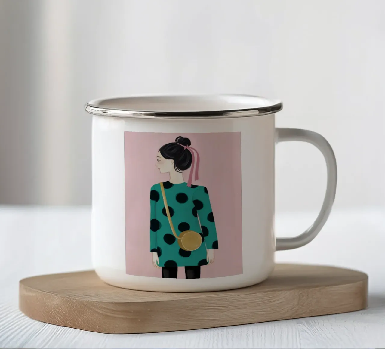 Poise a pois smeraldo tazza in smalto da Giant Foxs