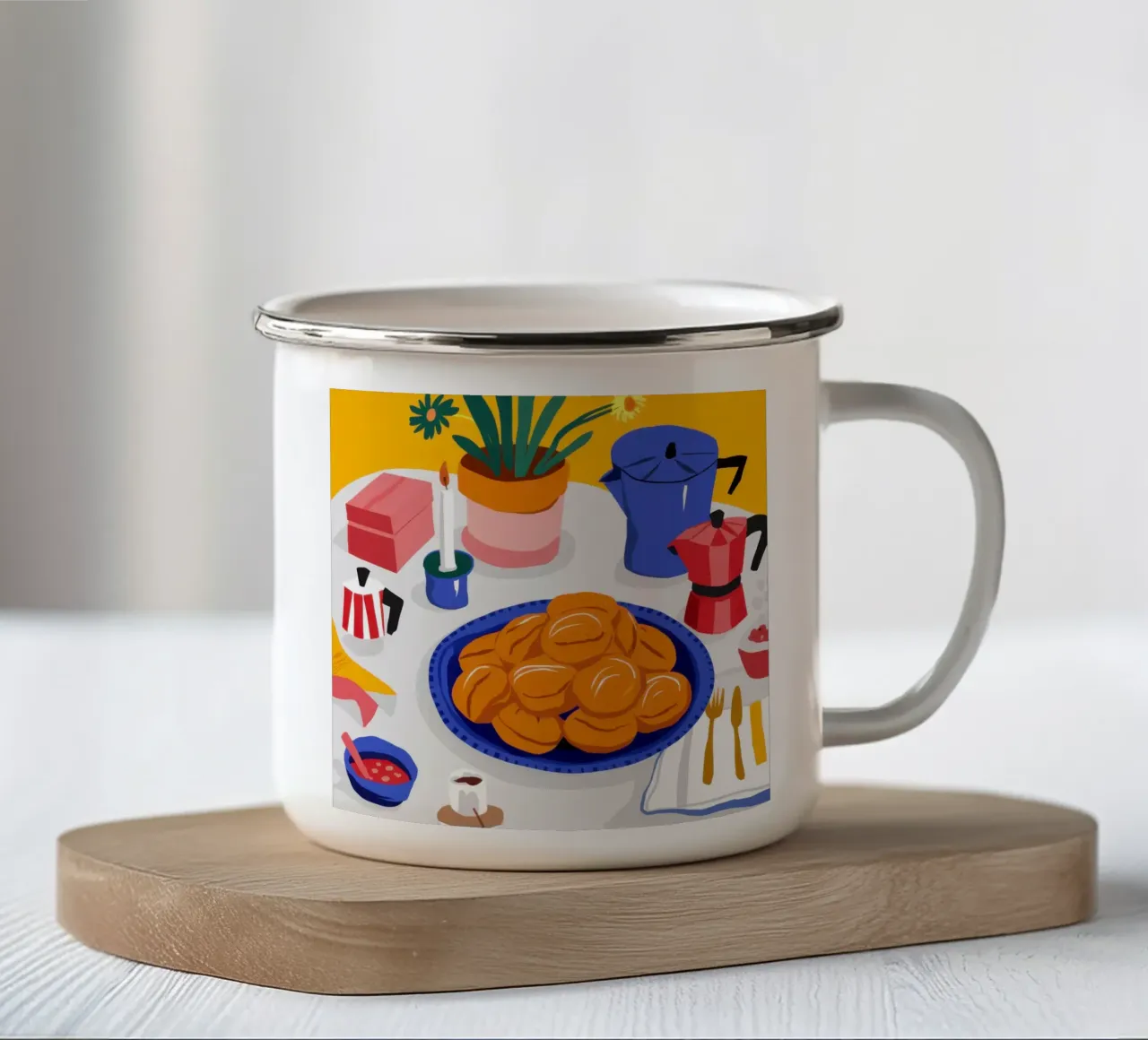 Delizia mattutina a base di ciambelle tazza in smalto da Dream Gesso