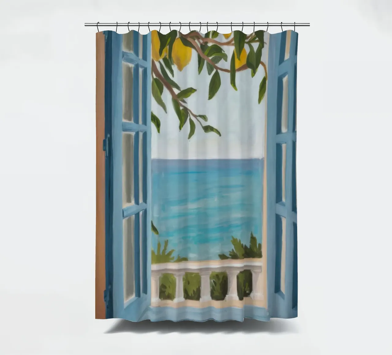 Window to the Sea shower curtain by Mythy Brush