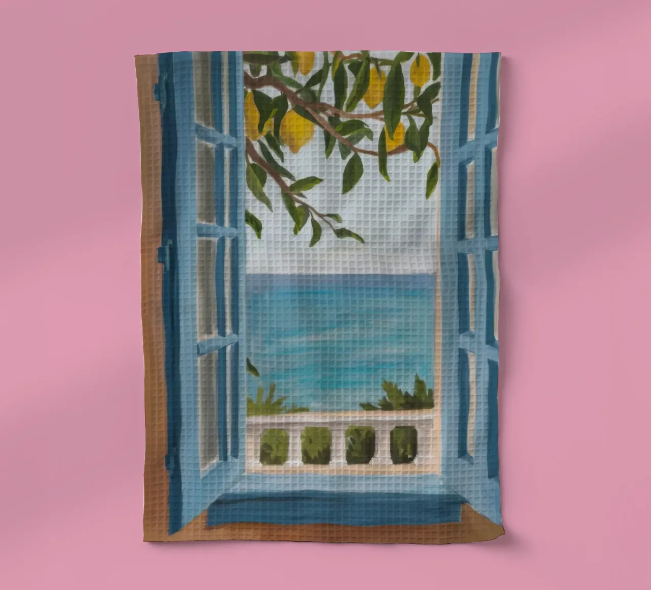 Fenster zum Meer Geschirrtuch von Mythy Brush