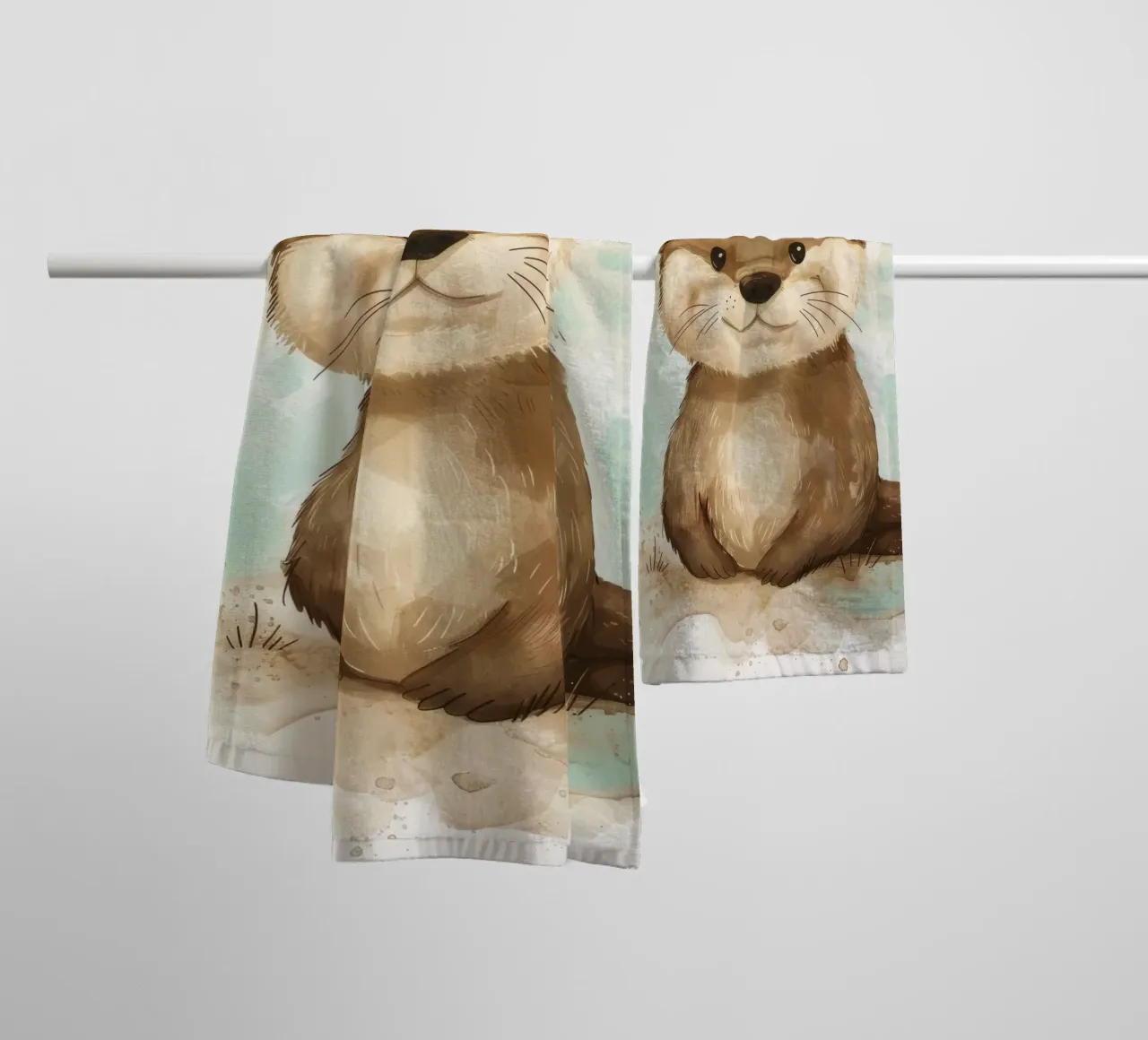 Mignonne loutre à la fourrure douce et aux yeux brillants serviette de bain de DesignDoodle