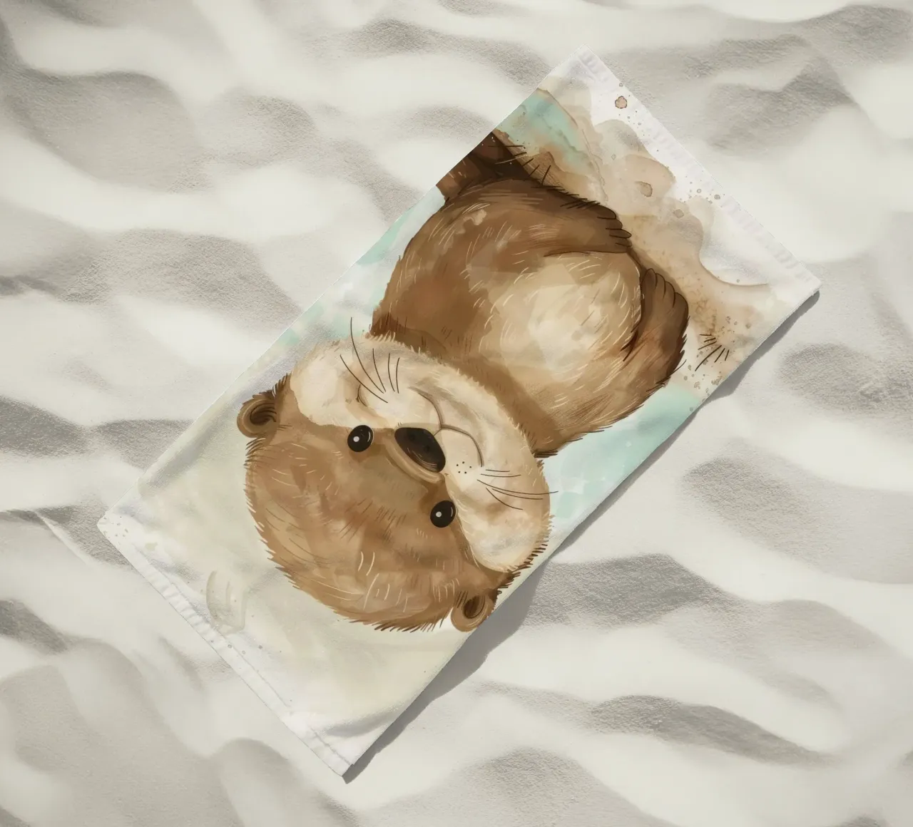 Schattige otter met zachte vacht en heldere ogen strandhanddoek van DesignDoodle