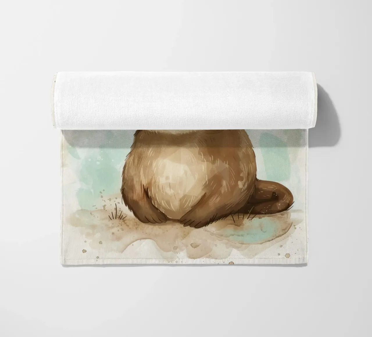 Schattige otter met zachte vacht en heldere ogen strandhanddoek van DesignDoodle