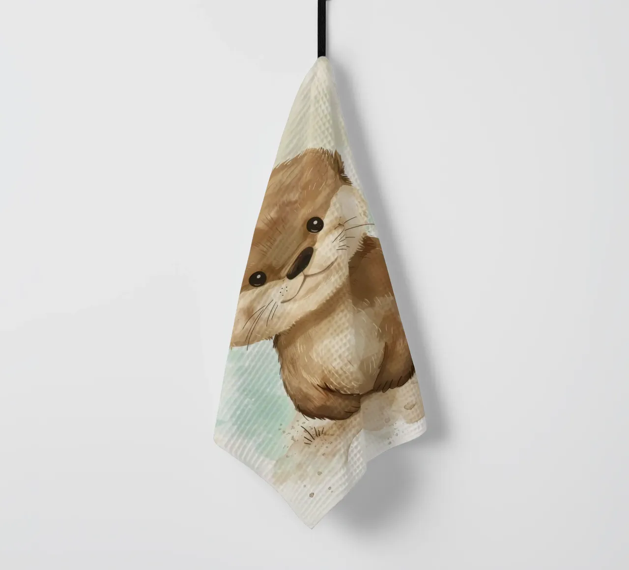 Mignonne loutre à la fourrure douce et aux yeux brillants torchon de DesignDoodle