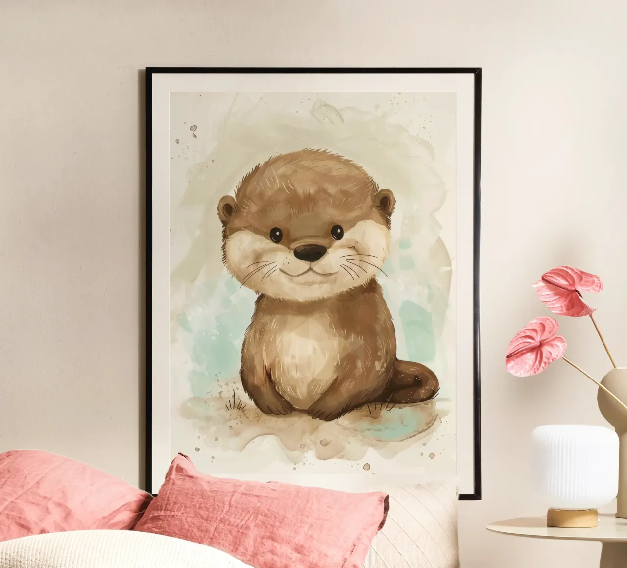 Cute otter with soft fur and bright eyes hahnemühle by DesignDoodle