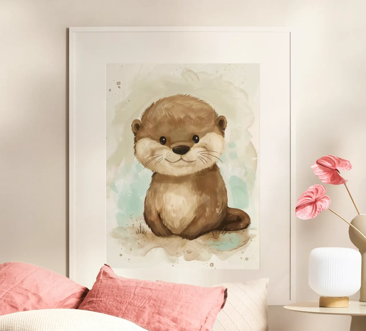 Cute otter with soft fur and bright eyes hahnemühle by DesignDoodle