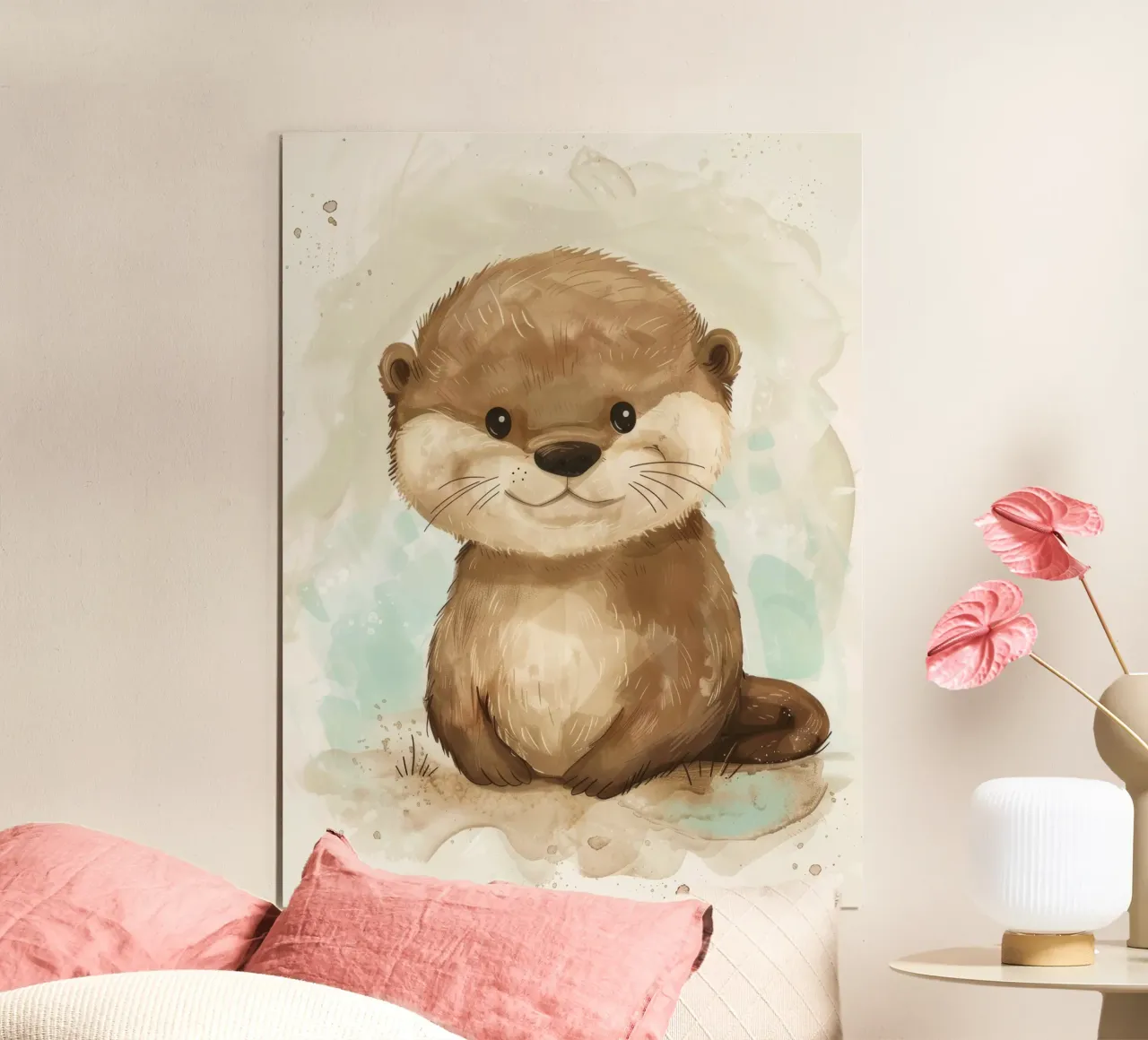 Cute otter with soft fur and bright eyes hahnemühle by DesignDoodle