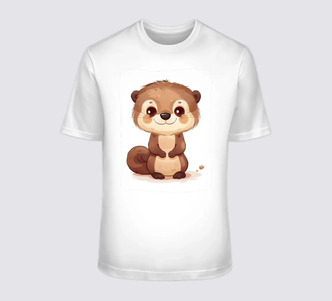 Simpatico personaggio di lontra dei cartoni animati in piedi con un sorriso amichevole t-shirt da DesignDoodle