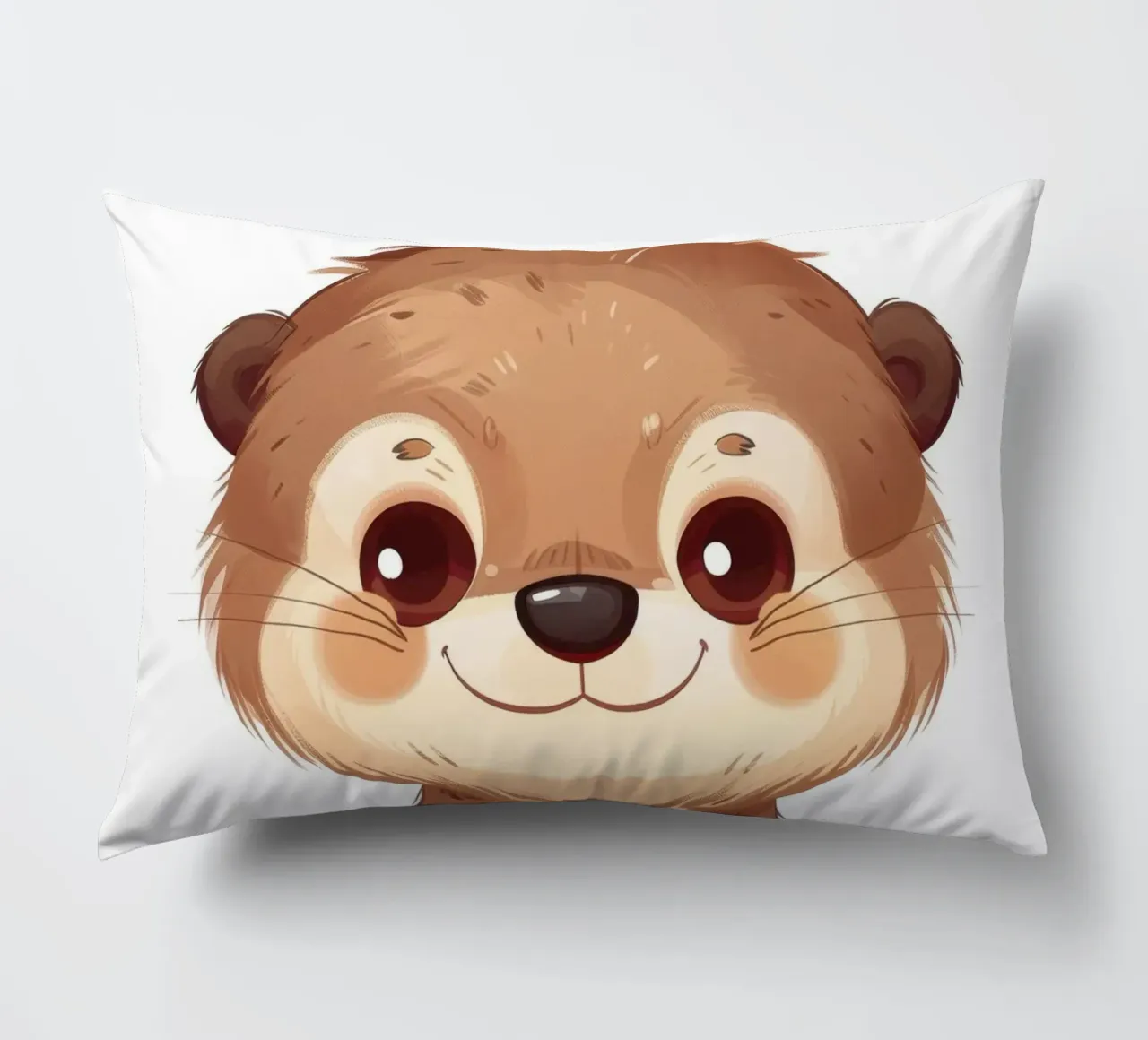 Simpatico personaggio di lontra dei cartoni animati in piedi con un sorriso amichevole cuscino da DesignDoodle